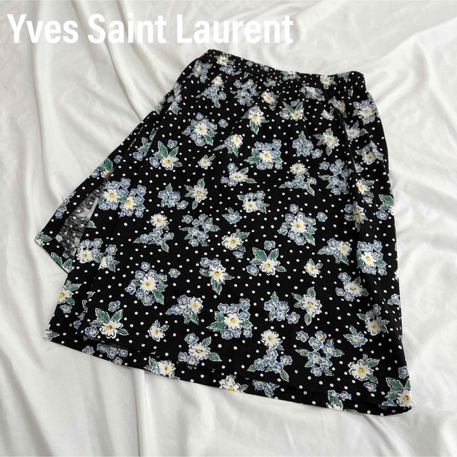 Yves Saint Laurent イヴサンローラン 花柄 コットンスカート - ひざ丈