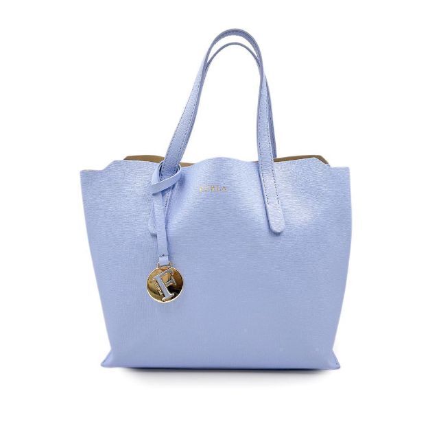 FURLA フルラ ハンドバッグ チャーム付き ライトブルー 100％品質 72.0