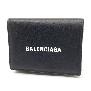 バレンシアガ(Balenciaga)の美品 バレンシアガ キャッシュ ミニウォレット 三つ折り財布 レザー ブラック(折り財布)