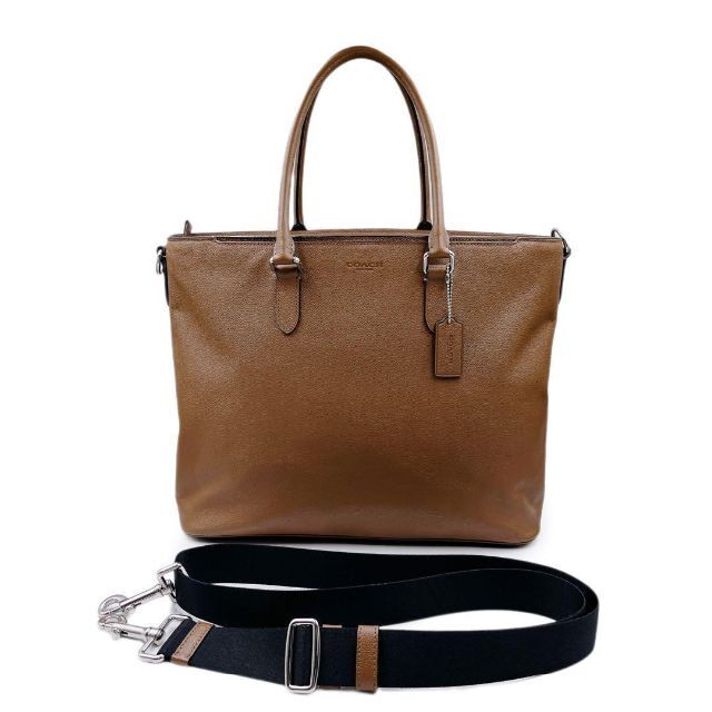 COACH コーチ メンズ レザー 2way ショルダーバッグ トートバッグ 茶-