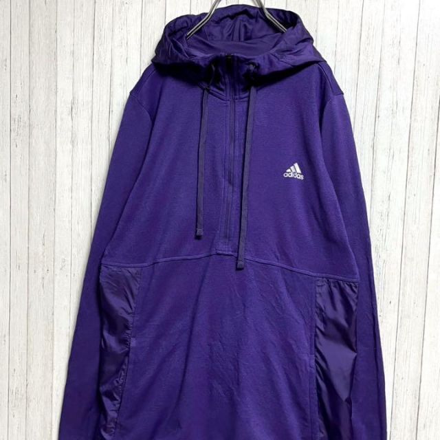 adidas(アディダス)のadidas アディダス　パーカー　ジャージ　パープル　ハーフジップ　古着女子M レディースのトップス(パーカー)の商品写真