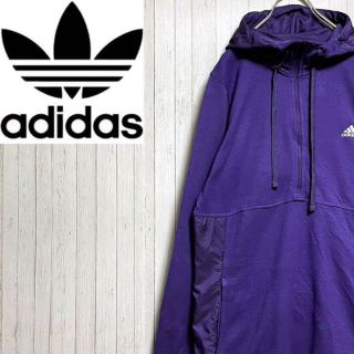 アディダス(adidas)のadidas アディダス　パーカー　ジャージ　パープル　ハーフジップ　古着女子M(パーカー)