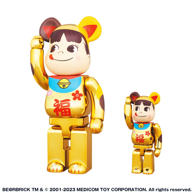 BE@RBRICK 招き猫 ペコちゃん 福 金メッキ 100％ & 400％の通販 by