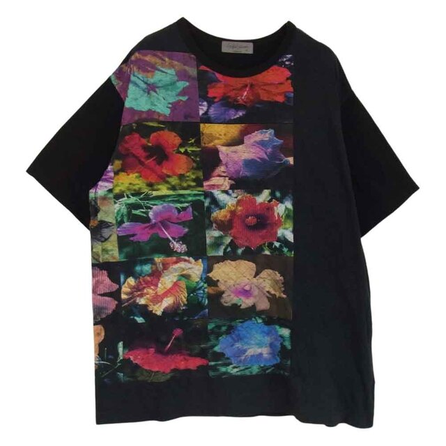 Yohji Yamamoto POUR HOMME ヨウジヤマモトプールオム Ｔシャツ 22SS HG-T65-271 Inkjet Flower Picture Book Print Short Sleeves 花図鑑半袖 切替 Tシャツ ブラック系 3