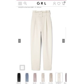 グレイル(GRL)のスクエアバックルベルト付きテーパードパンツ[k8377t](クロップドパンツ)