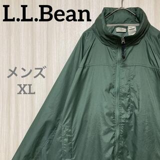 エルエルビーン(L.L.Bean)のエルエルビーン　ジップアップ　ナイロンジャケット　薄手　刺繍ロゴ　グリーン　XL(ナイロンジャケット)
