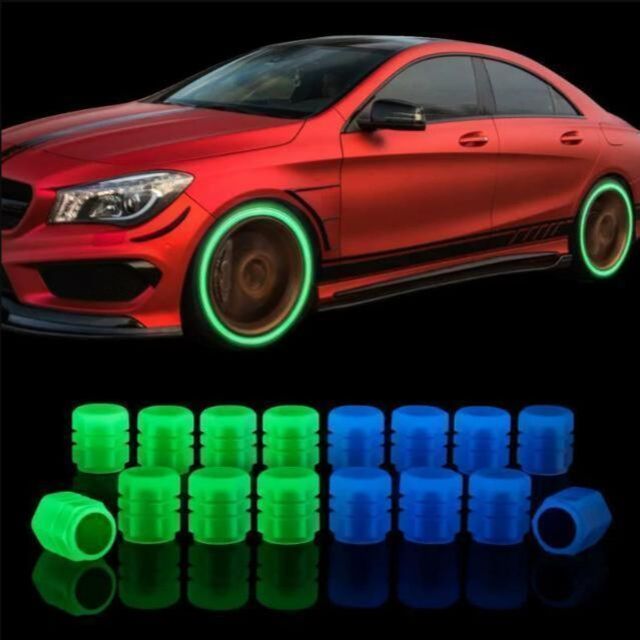 車タイヤ エアバルブ キャップ 蓄光蛍光 (ブルー)の通販 by 宝箱 光る!車のタイヤグローバルブキャップ 蛍光ブルー