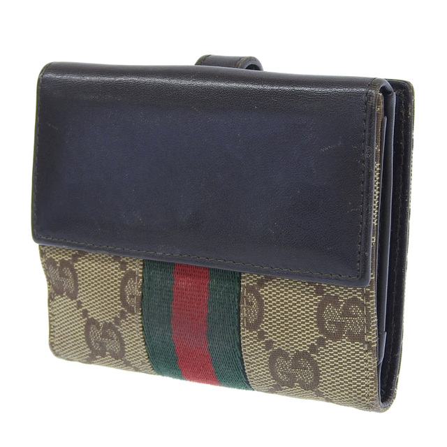 【本物保証】 箱付 グッチ GUCCI ジャッキー GGキャンバス GG柄 シェリーライン 二つ折財布 05 470 2 91