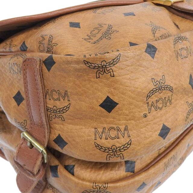 【本物保証】 エムシーエム MCM ロゴ ショルダーバッグ ブラウン 茶 ゴールド金具