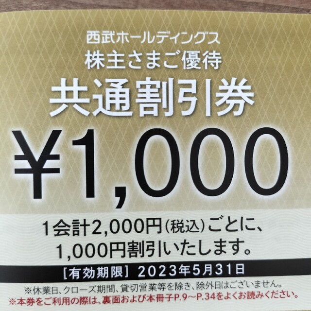 西武ホールディングス 株主優待券 1000円共通割引券 20枚20000円分 チケットの優待券/割引券(宿泊券)の商品写真