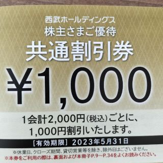 西武ホールディングス 株主優待券 1000円共通割引券 20枚20000円分(宿泊券)