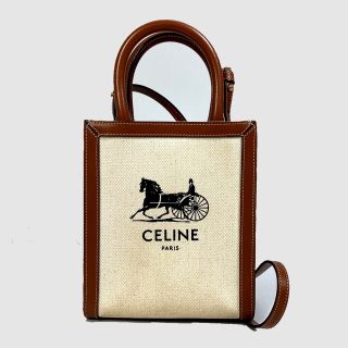 セリーヌ(celine)のセリーヌ CELINE バーティカルカバ ミニ 193302DCI.02NT 馬車 2WAY ショルダーバッグ キャンバス/レザー ナチュラル ベージュ(ハンドバッグ)