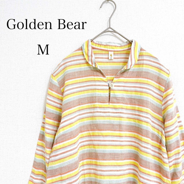 Golden Bear(ゴールデンベア)のGolden Bear 春色 リネン ボーダー チュニックワンピース【Mサイズ】 レディースのトップス(チュニック)の商品写真