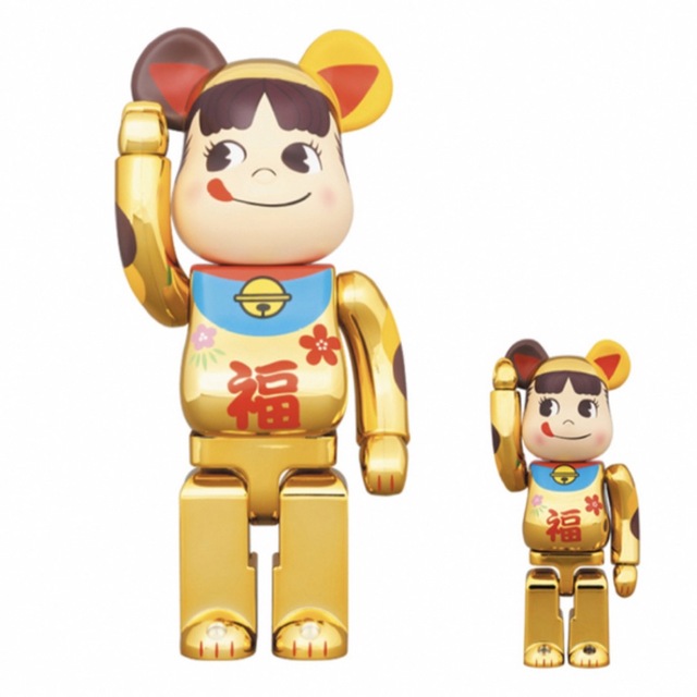 BE@RBRICK 招き猫 ペコちゃん 福 金メッキ 100% & 400%