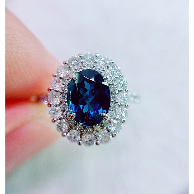 ☆1.5ct☆インディゴライトトルマリン1.1ctダイヤモンドプラチナリング