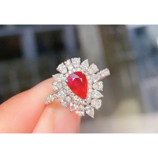 天然 ルビー ダイヤモンド リング 2.9ct k18 ^