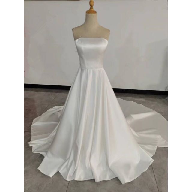 ウェディングドレス ホワイト ビスチェライン トレーン 高品質！結婚式/二次会
