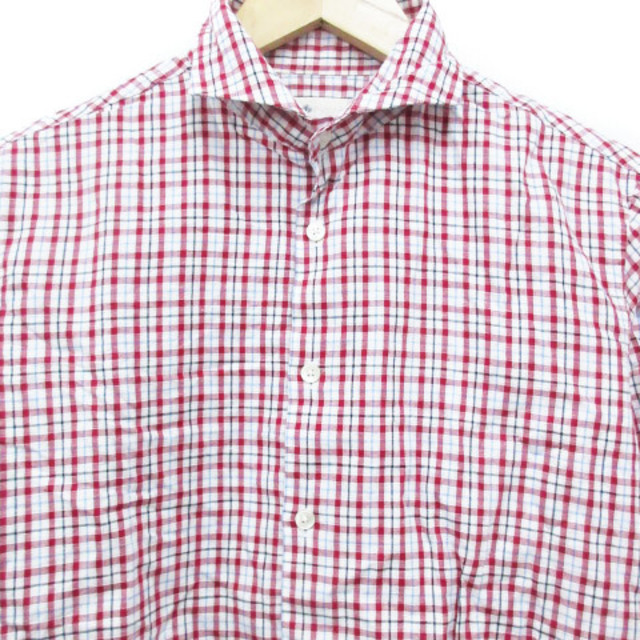 EDIFICE(エディフィス)のエディフィス カジュアルシャツ 長袖 チェック柄 44 白 赤 /FF41 メンズのトップス(シャツ)の商品写真