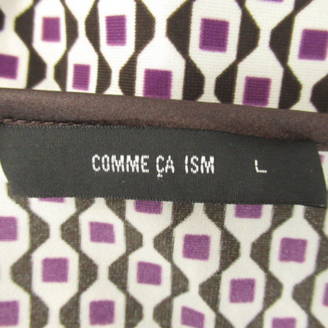 COMME CA ISM(コムサイズム)のコムサイズム ワンピース ミニ丈 七分袖 スリットネック リボン 総柄 L レディースのワンピース(ミニワンピース)の商品写真