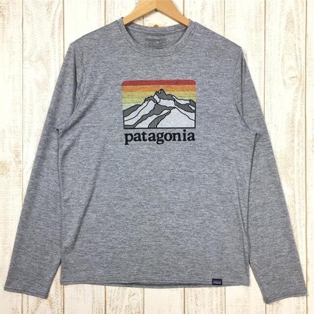 無臭いMENs S  パタゴニア ロングスリーブ キャプリーン クール デイリー グラフィック シャツ Tシャツ ロンT PATAGONIA 45190 LRFG Line Logo Ridge: Feather Grey グレー系