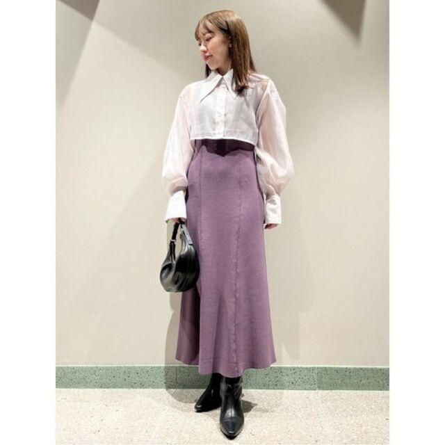 クロップシャツレイヤードニットワンピース モカ 0