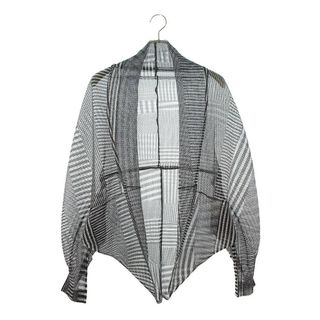 プリーツプリーズイッセイミヤケ(PLEATS PLEASE ISSEY MIYAKE)のプリーツプリーズ  PP53-F0263 ストライプ ボレロ  メッシュカーディガン レディース(カーディガン)