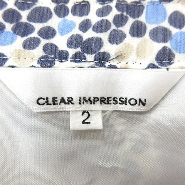 CLEAR IMPRESSION(クリアインプレッション)のクリアインプレッション フレアスカート ひざ丈 ドット 2 紺 ネイビー レディースのスカート(ひざ丈スカート)の商品写真