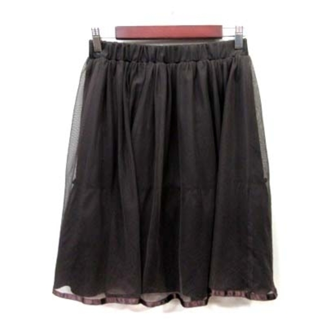 Rubyrivet(ルビーリベット)のルビーリベット  チュールスカート フレア ギャザー ひざ丈 38 茶 ブラウン レディースのスカート(ひざ丈スカート)の商品写真