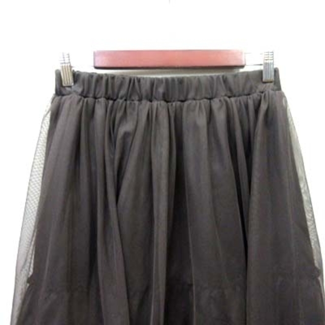 Rubyrivet(ルビーリベット)のルビーリベット  チュールスカート フレア ギャザー ひざ丈 38 茶 ブラウン レディースのスカート(ひざ丈スカート)の商品写真