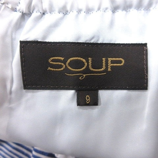 SOUP(スープ)のスープ ワンピース ひざ丈 ストライプ フリル ノースリーブ 9 青 白 レディースのワンピース(ひざ丈ワンピース)の商品写真