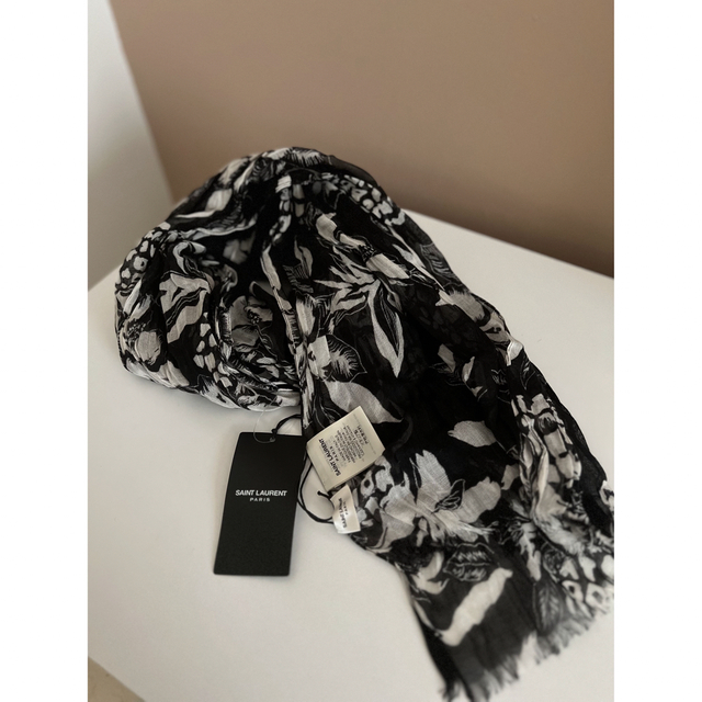 新品》SAINT LAURENT カシミア×シルクストール トロピカル柄 バーゲン