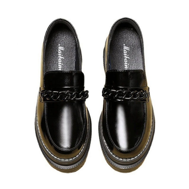 牛革 高品質 韓国ファッション 厚底ローファー レディースの靴/シューズ(ローファー/革靴)の商品写真