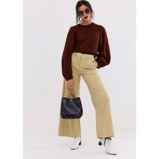 エイソス(asos)の日本未発売 ASOS【UK8】ボリュームスリーブ ニット ブラウン(ニット/セーター)