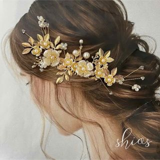 ヘッドドレス　ヘアアクセサリー　和装　ゴールド　ブライダル　ウェディング　結婚式(ヘッドドレス/ドレス)