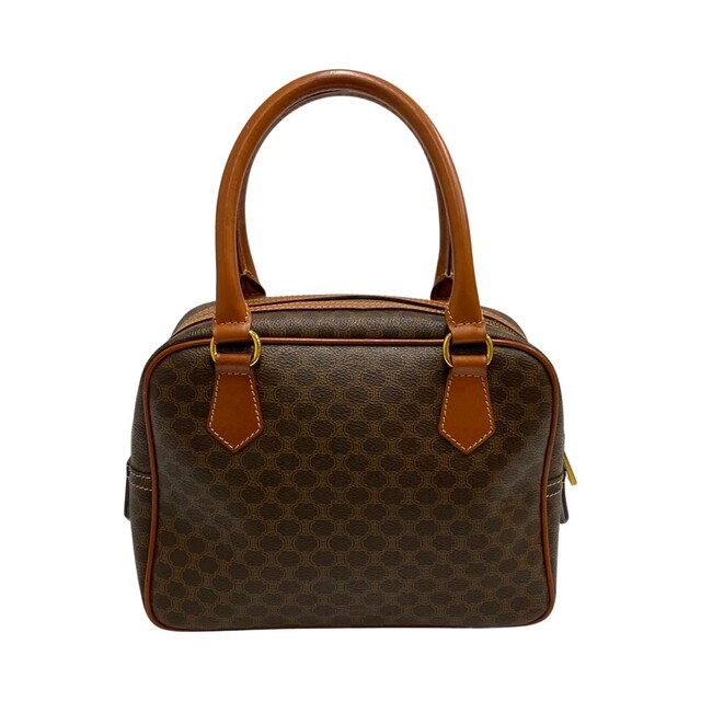 極 美品 CELINE セリーヌ マカダム ブラゾン ロゴ 柄 レザー ハンドバッグ ミニ ボストンバッグ ブラウン 555-7
