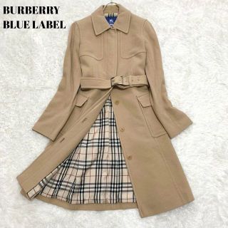 BURBERRY BLUE LABEL - BURBERRY BLUE LABEL ファー付きウールコートの