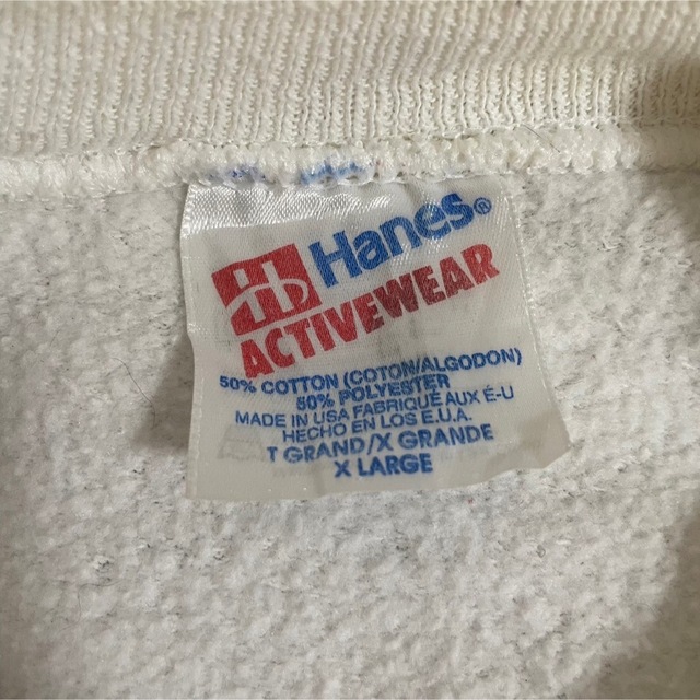 Hanes(ヘインズ)の90s 古着 ヘインズ  USA製 スウェット 袖プリント ゆるだぼ メンズのトップス(スウェット)の商品写真