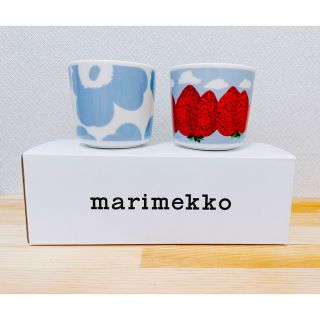 マリメッコ(marimekko)のマリメッコ　ウニッコ　スカイブルー　マンシッカヴォレット　ラテマグセット(グラス/カップ)