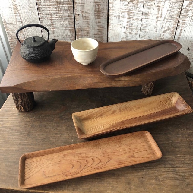 古道具 茶台 花台 一文字盆 煎茶盆 木製 盆 煎茶一文字盆 茶道具 煎茶