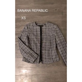 バナナリパブリック(Banana Republic)のBanana Republicバナナリパブリック ノーカラー　ツイードジャケット(ノーカラージャケット)