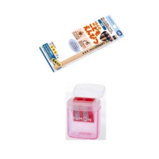 Kumon くもん　こども 三角　えんぴつ 4B 1箱　削り　赤　2点セット(鉛筆)