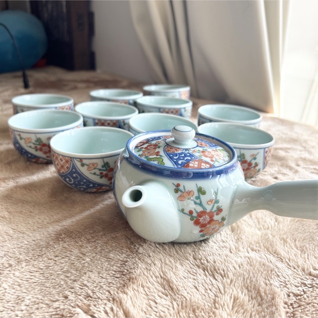 期間限定価格! 茶器 有田焼梅詰 雅秀作茶器茶托6客セット 有田焼