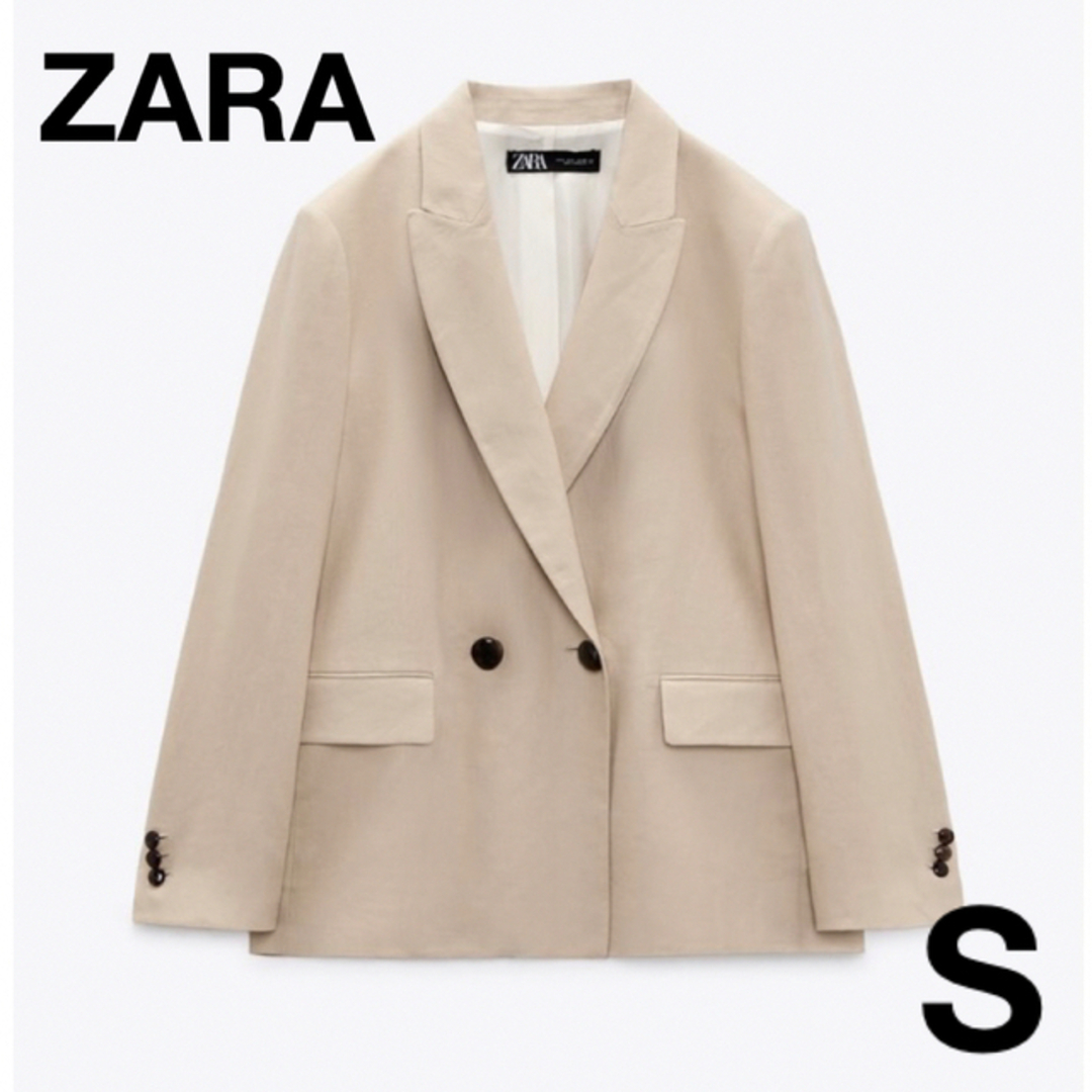 ZARA - ZARA テーラードジャケット ダブルブレスト リネンブレザー