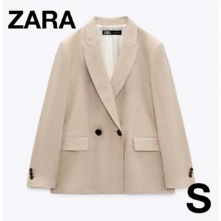 ZARA テーラードジャケット　ダブルブレスト　リネンブレザー　キャメル　S