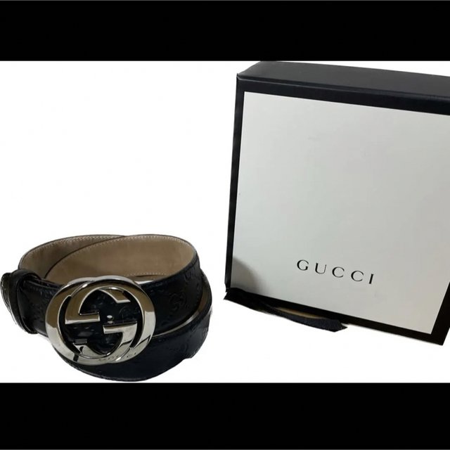 GUCCI グッチ インターロッキング ベルト グッチシマ GGシマレザー