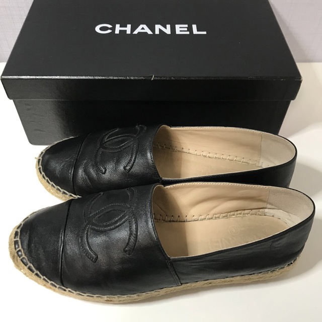 靴/シューズCHANEL エスパドリーユ　黒23.5㎝