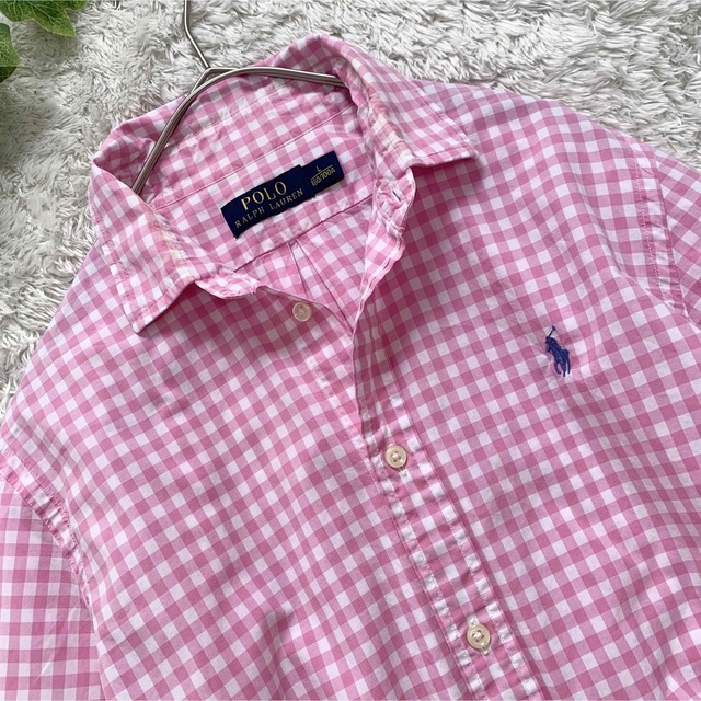 POLO RALPH LAUREN(ポロラルフローレン)のポロラルフローレン ギンガムチェック シャツ 大きいサイズ ピンク 羽織り レディースのトップス(シャツ/ブラウス(長袖/七分))の商品写真