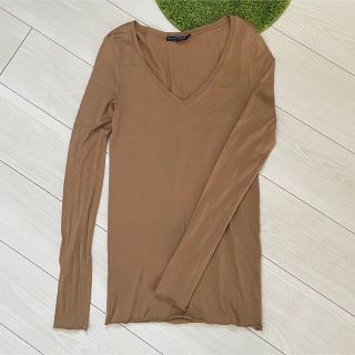 ラルフローレン(Ralph Lauren)の美品 ラルフローレン M キャメル Vネック ロングTシャツ(Tシャツ(長袖/七分))