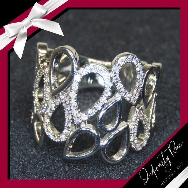 （1144）19号　高価な爪留め無数のスワロ雫ワイドリング　豪華な指輪 レディースのアクセサリー(リング(指輪))の商品写真
