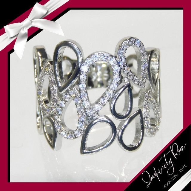 （1144）19号　高価な爪留め無数のスワロ雫ワイドリング　豪華な指輪 レディースのアクセサリー(リング(指輪))の商品写真